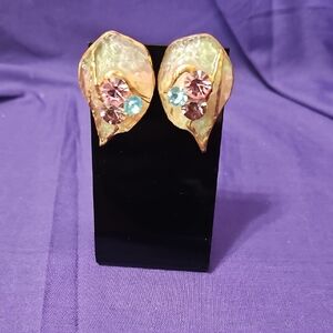 Wearable Art Earrings With Crystals
